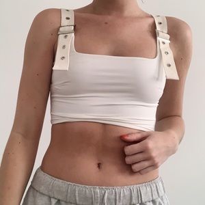 tiger mist white tank top